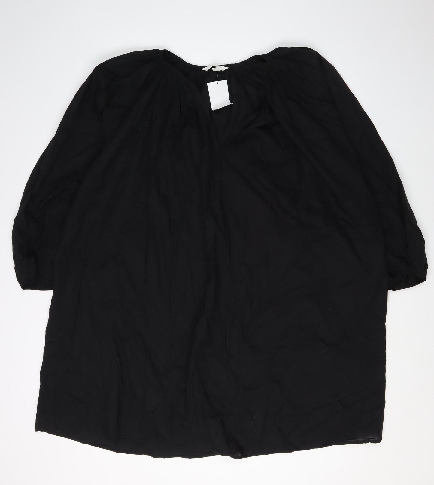 H&M Women's Black Cotton Long Sleeve Dress