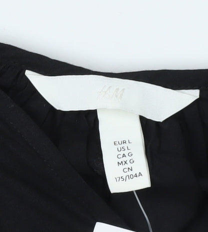 H&M Women's Black Cotton Long Sleeve Dress