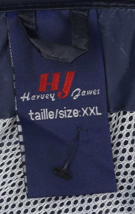 Mens UK Size 2XL Harvey James Blue Rain Coat