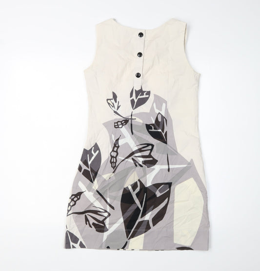 H&M Women's Beige Floral Shift Dress Size 6