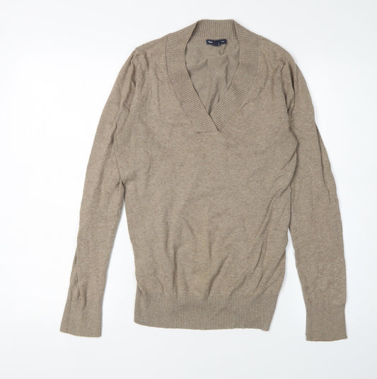 Gap Women's Beige V-Neck Pullover Jumper M