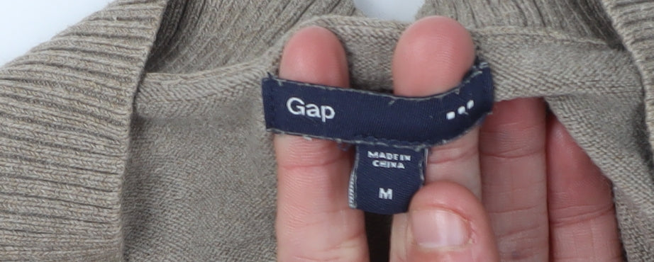 Gap Women's Beige V-Neck Pullover Jumper M