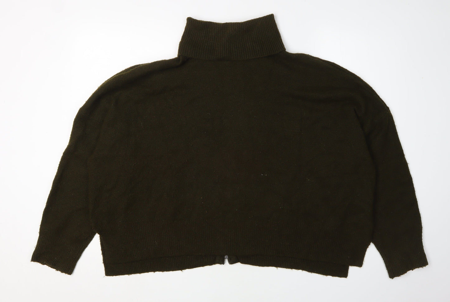 Womens UK Size 16 Topshop Green Roll Neck Jumper