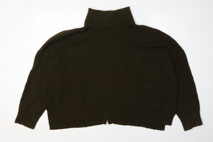 Womens UK Size 16 Topshop Green Roll Neck Jumper