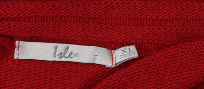 Womens UK Size XL Isle Red Cardigan Jumper