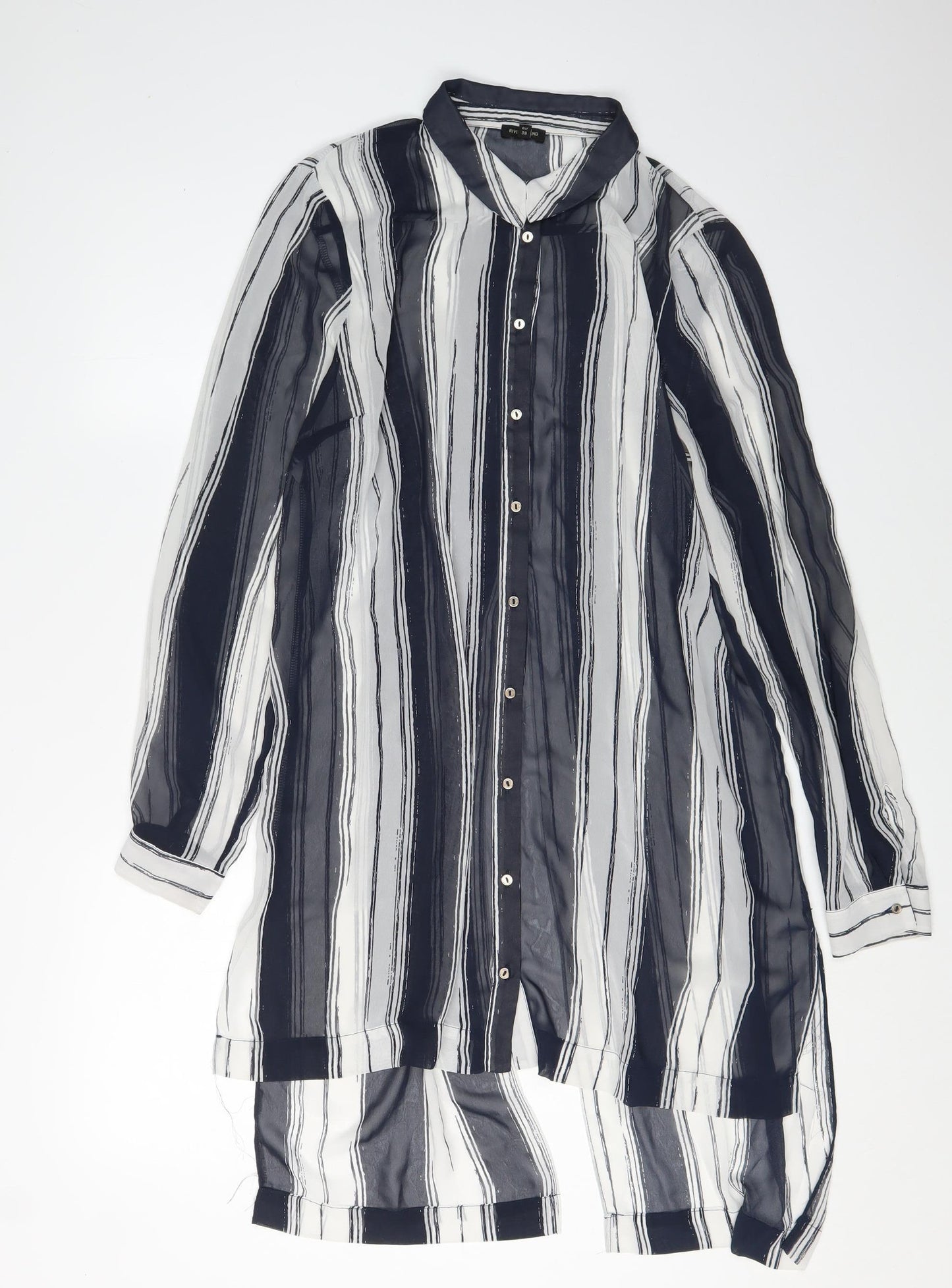 River Island Women's Black Striped Tunic Blouse Size 12