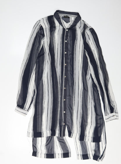 River Island Women's Black Striped Tunic Blouse Size 12
