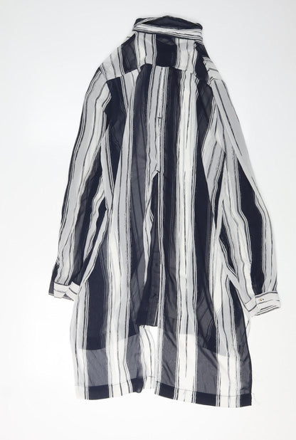 River Island Women's Black Striped Tunic Blouse Size 12