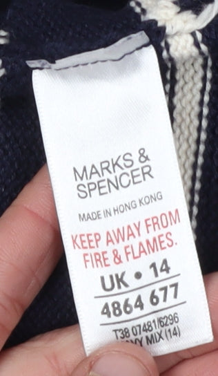 Womens UK Size 14 Marks and Spencer Blue Pullover Jumper
