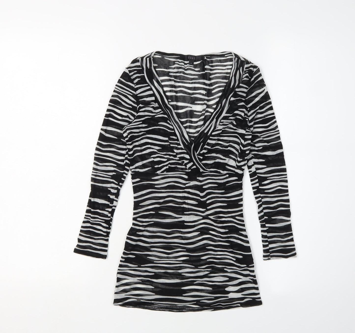 Womens UK Size 8 Coast Black Wrap Blouse
