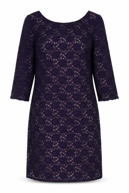 Front view of Kaliko Women's Purple Lace Sheath Dress, size 14