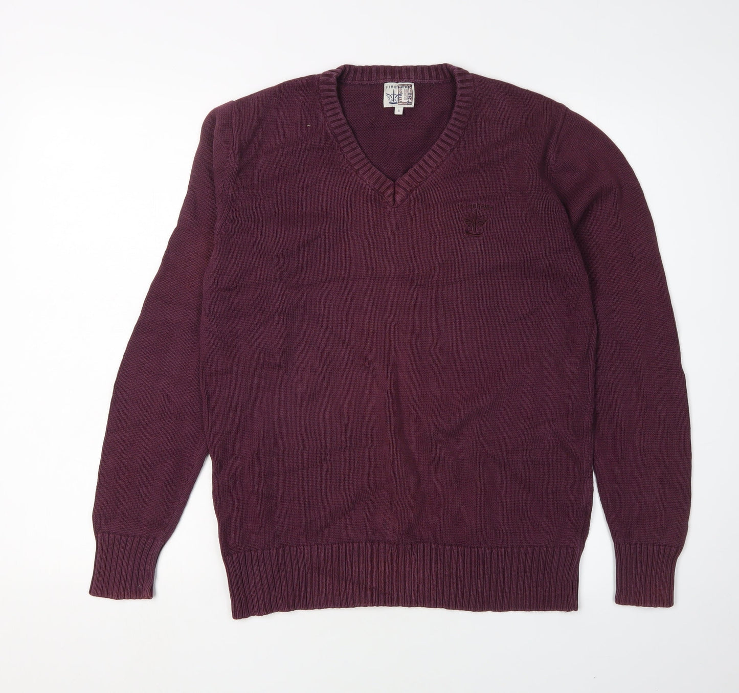 Firetrap Men's Purple Cotton V-Neck Pullover Jumper S