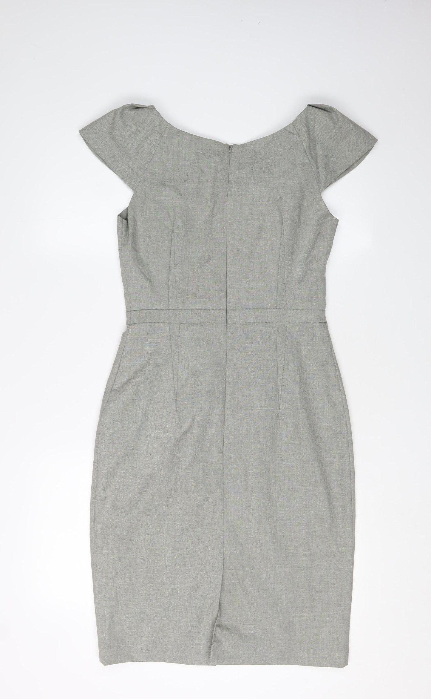 Oasis Women's Grey Sheath Dress Size 10 Short Sleeve
