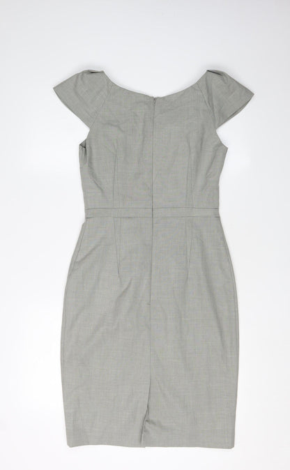Oasis Women's Grey Sheath Dress Size 10 Short Sleeve