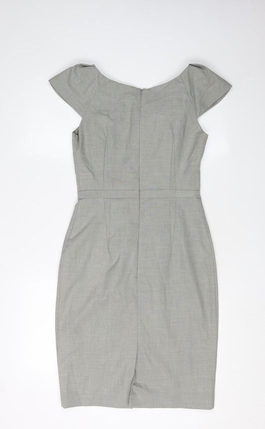 Oasis Women's Grey Sheath Dress Size 10 Short Sleeve
