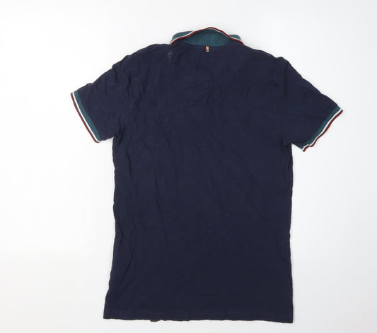 Pretty Green Men's Blue Polo Shirt S, Logo Accent