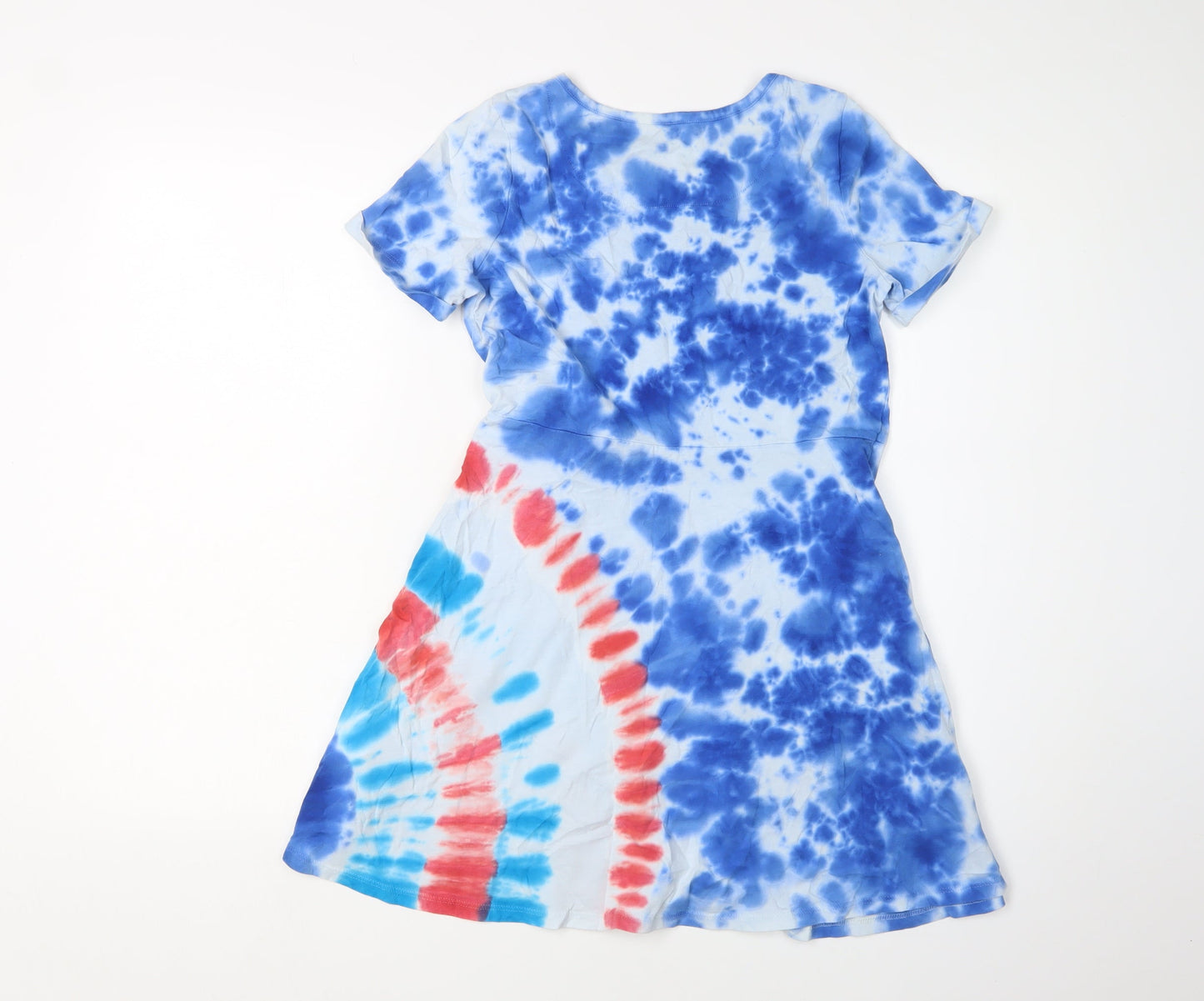 Lands' End Girls Blue Tie Dye T-Shirt Dress Size L