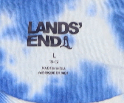 Lands' End Girls Blue Tie Dye T-Shirt Dress Size L