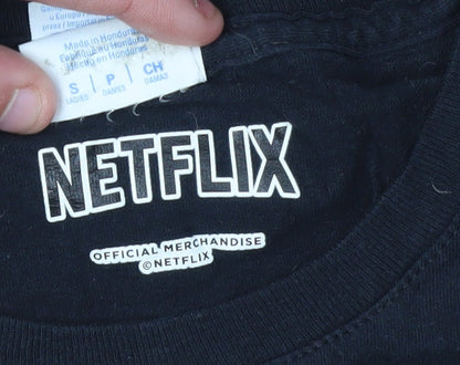 Womens UK Size S Netflix Black Basic T-Shirt