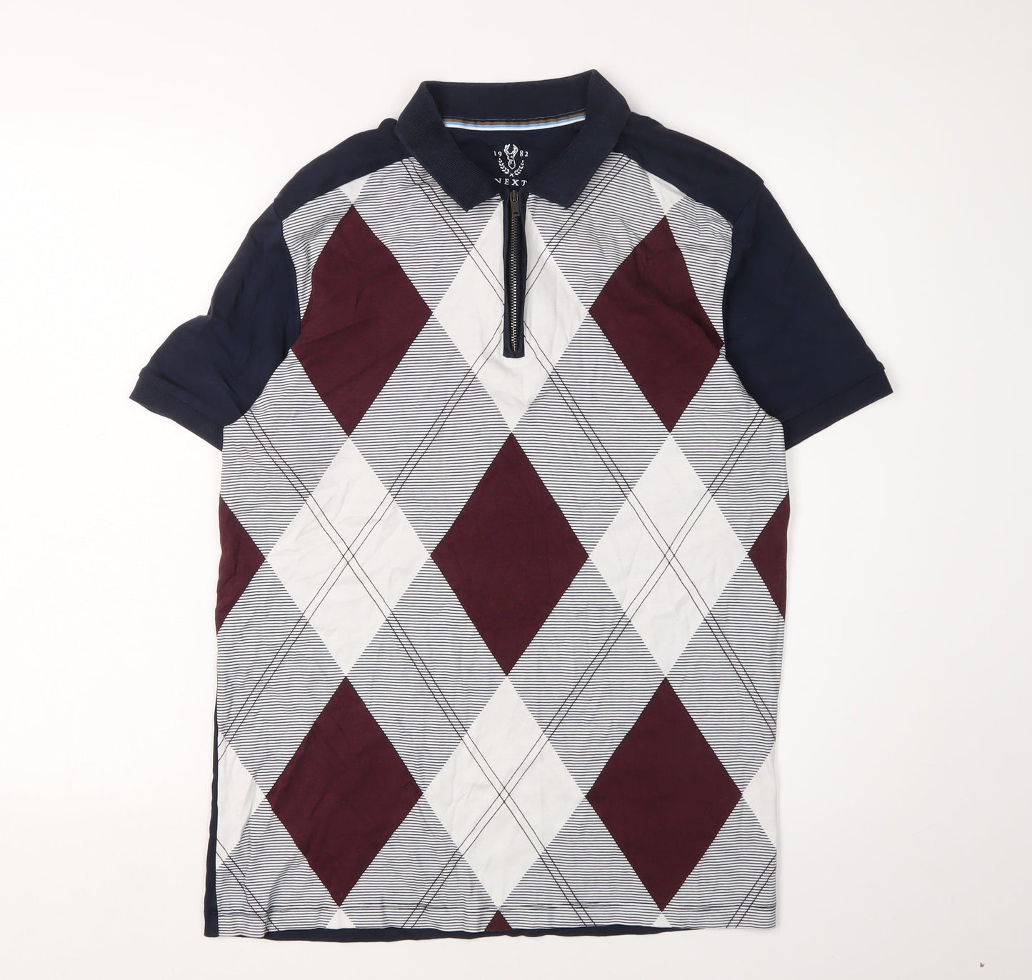 Next Men's Multicoloured Argyle Polo Shirt, Size M, Casual Wear