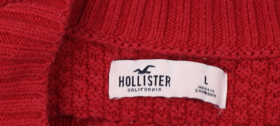 Womens UK Size L Hollister Red Pullover Jumper