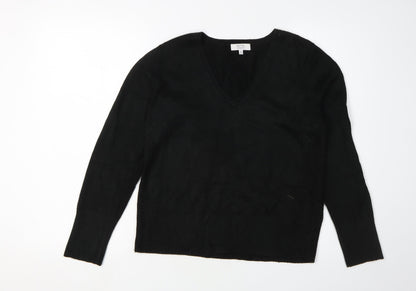 Petite Collection Women's Black V-Neck Pullover Jumper