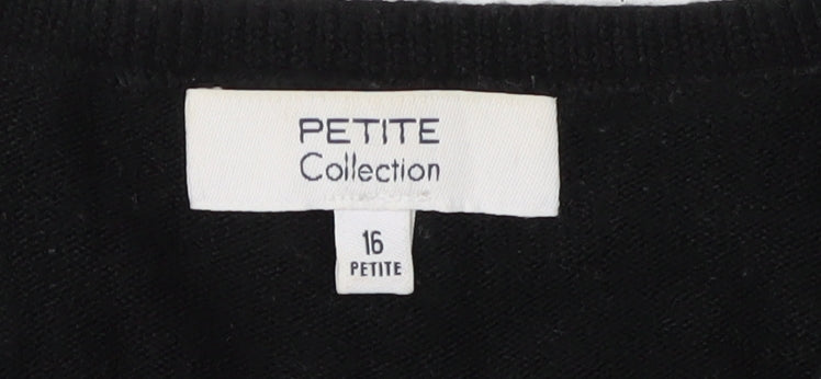 Petite Collection Women's Black V-Neck Pullover Jumper