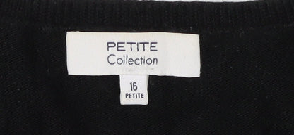 Petite Collection Women's Black V-Neck Pullover Jumper