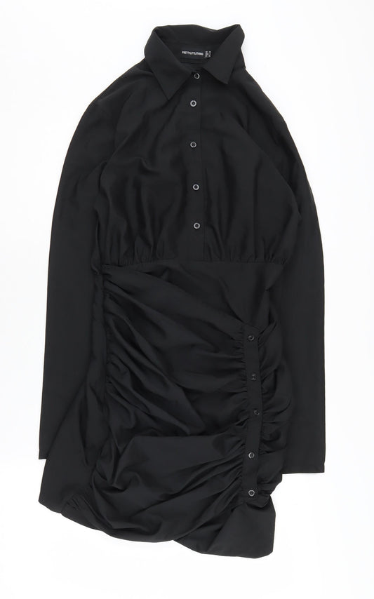 PrettyLittleThing Women’s Black Shirt Dress Size 10 Cocktail