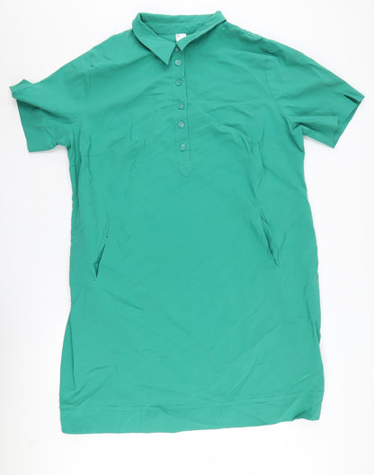 Collection L Women's Green Collared Shirt Dress Plus Size