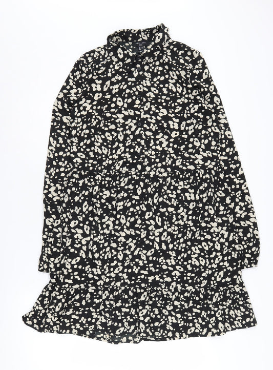 New Look Women's Black Animal Print Shift Dress Size 12