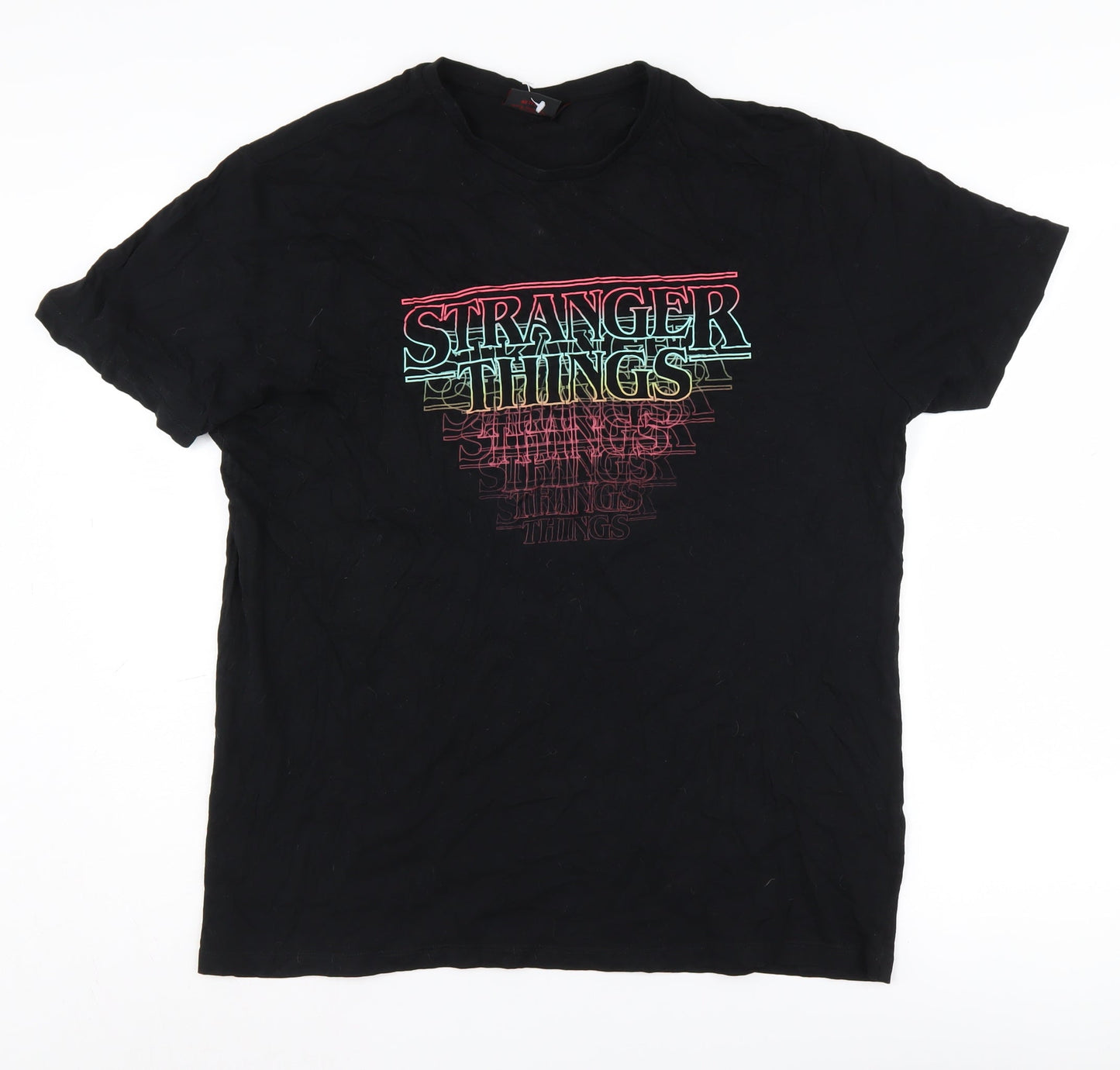 Stranger Things Men's XL Black Graphic T-Shirt Crew Neck