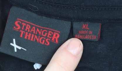 Stranger Things Men's XL Black Graphic T-Shirt Crew Neck