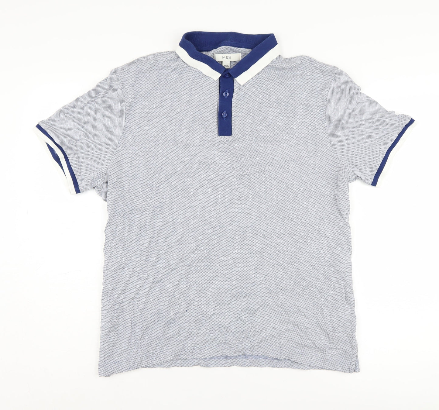 Marks and Spencer Men's Blue Modal Polo Size L