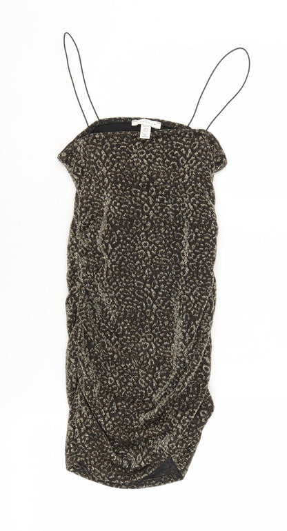 Topshop Petite Black Animal Print Slip Dress