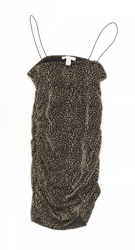 Topshop Petite Black Animal Print Slip Dress
