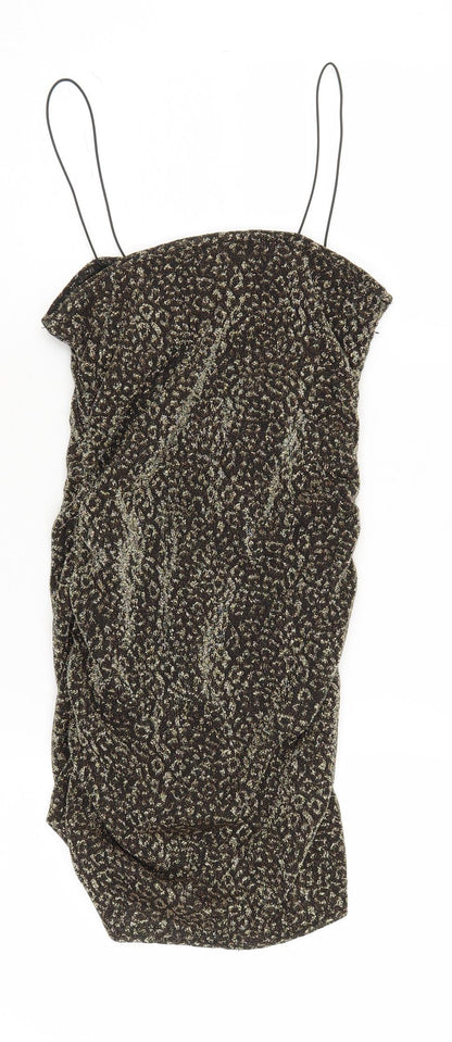 Topshop Petite Black Animal Print Slip Dress
