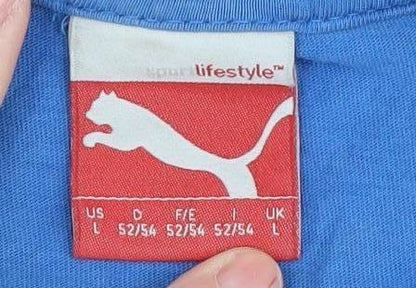 Puma Men's Blue Graphic Logo T-Shirt Size L