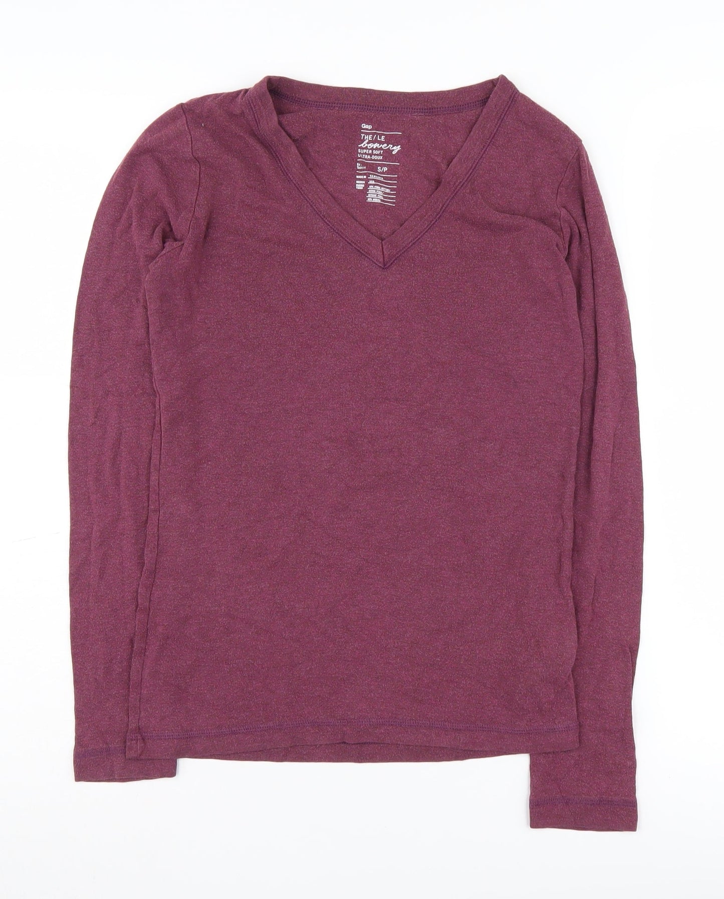 Gap Women's Purple Long Sleeve V-Neck T-Shirt, Size S