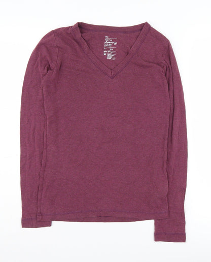 Gap Women's Purple Long Sleeve V-Neck T-Shirt, Size S