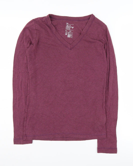 Gap Women's Purple Long Sleeve V-Neck T-Shirt, Size S