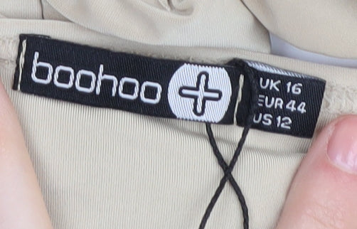 Boohoo Women's Beige Wrap Dress Size 16