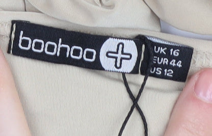 Boohoo Women's Beige Wrap Dress Size 16