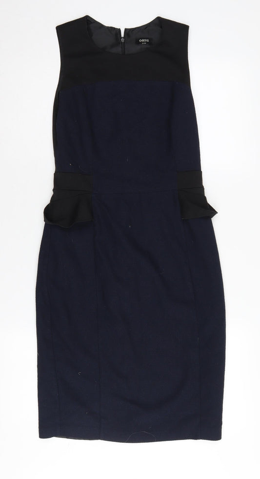 Oasis Women's Black Pencil Dress Size 10 with Peplum