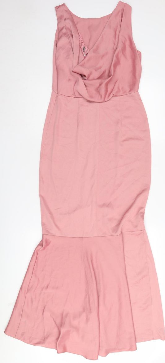 Oasis Women's Pink Mermaid Long Dress - Size 10