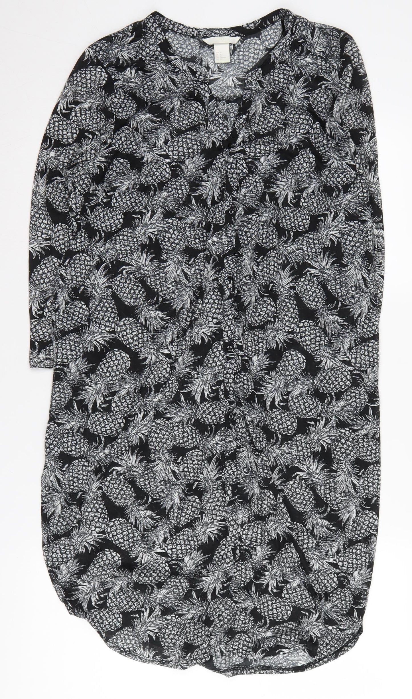 Womens UK Size M H&M Black Tunic Blouse
