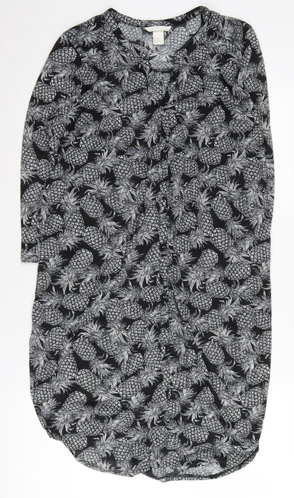 Womens UK Size M H&M Black Tunic Blouse