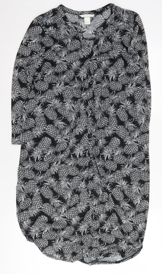 Womens UK Size M H&M Black Tunic Blouse