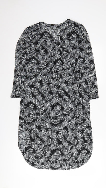 Womens UK Size M H&M Black Tunic Blouse