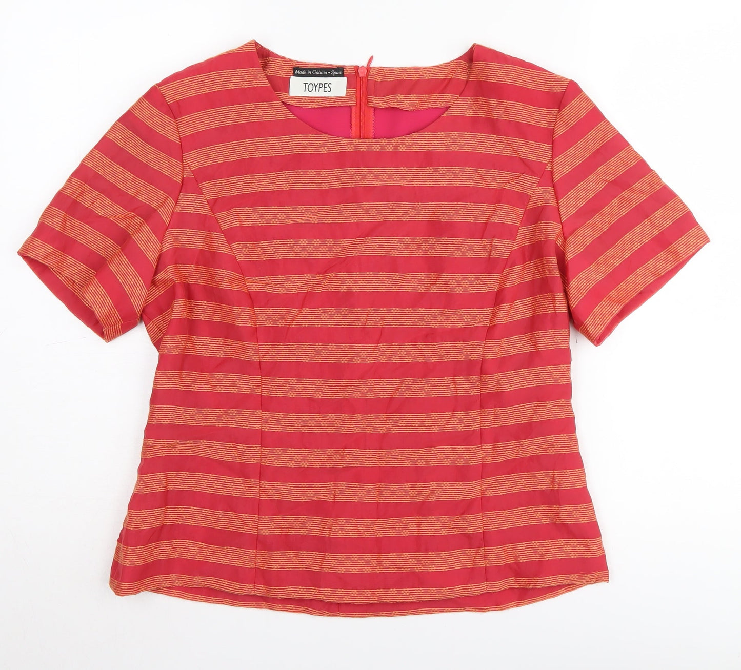 Toypes Women's Red Striped Jersey Short Sleeve Top